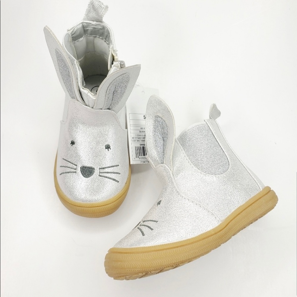 NWT Cat & Jack Silver Bunny Boots - Picture 4 of 5